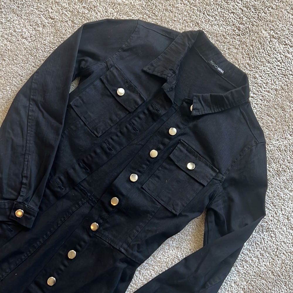 Long Blk Fashion Nova Jean Jacket 🐈‍⬛